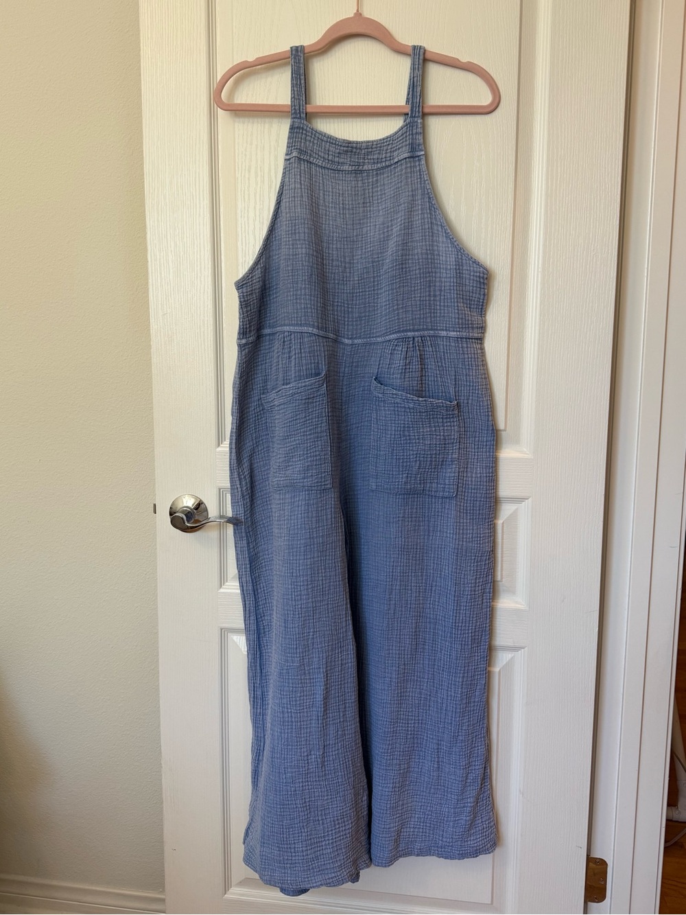 Anthropologie Maronie Casual Light Blue Cotton Gauze Wide-Leg Overalls Jumpsuit